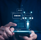 img_chatwithaiartificialintelligencebyentercommandpromptgeneratesmanusingsmartphoneworkchattingwithintelligentaiasksanswershewantschatbothelpbusiness_1