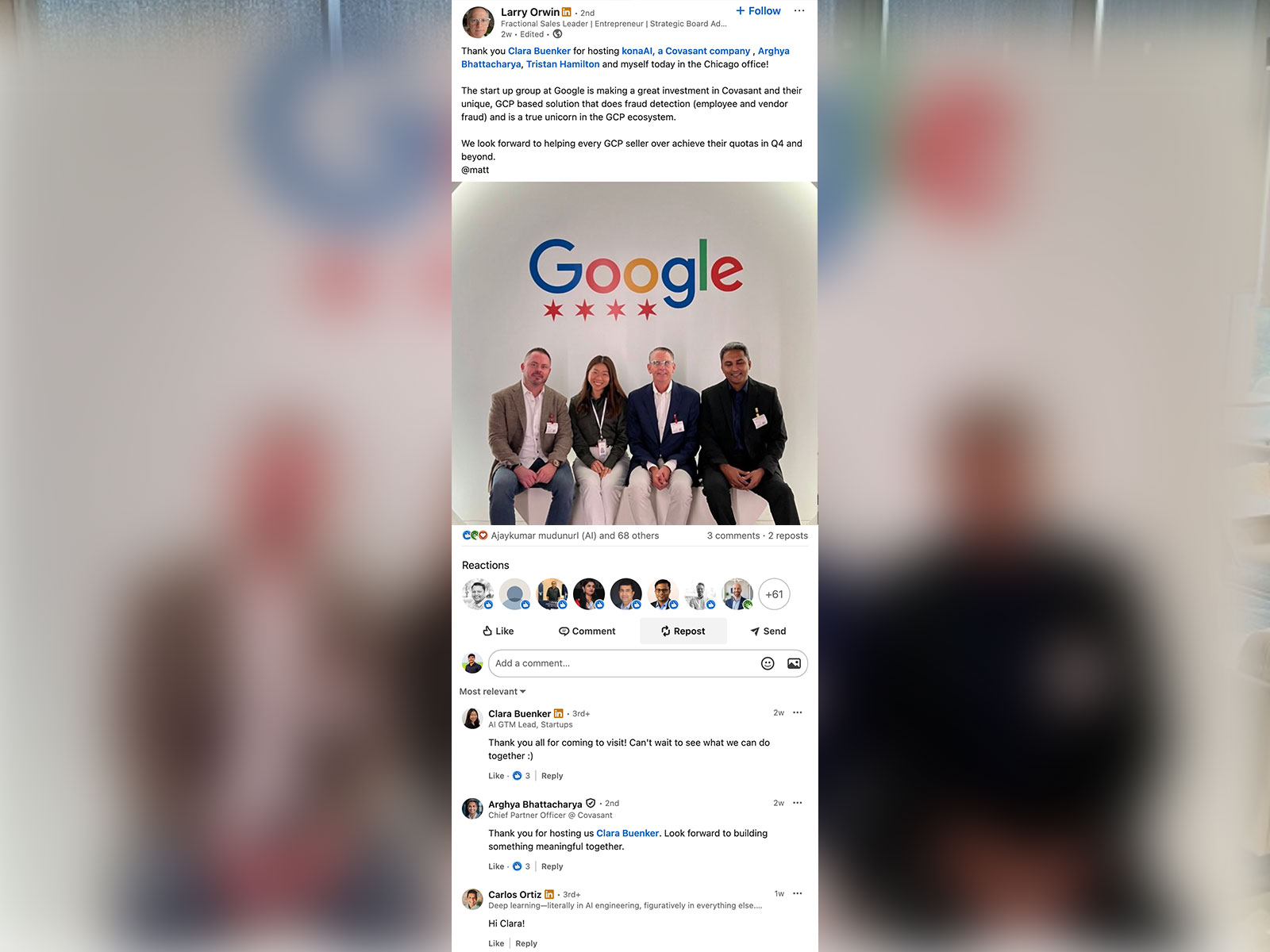 Covasant and Google Deepen Partnership